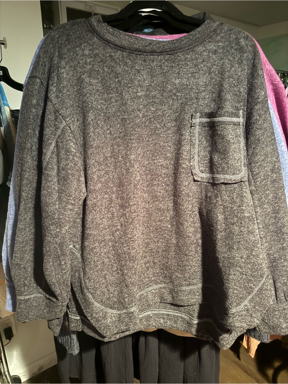 Zenana Cozy Gray Pocket Women’s Sweater